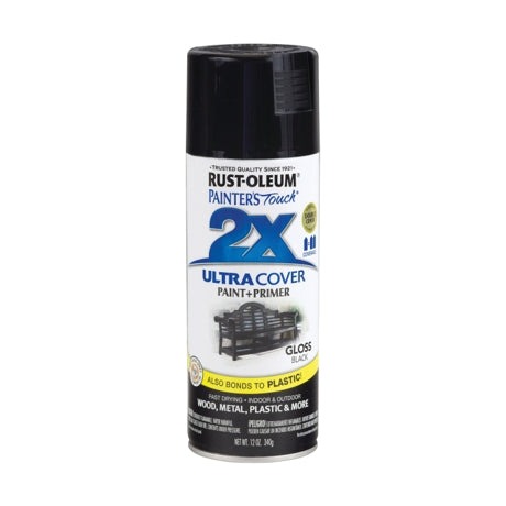 Rust-oleum Painter's Touch Ultra Cover 2x Gloss Spray Paint 12oz Black