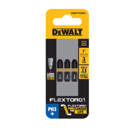 Dewalt Dwaf1ph3ir3 1/4-in X 1-in Phillips Impact Driver Bit Ph3 (3-piece)