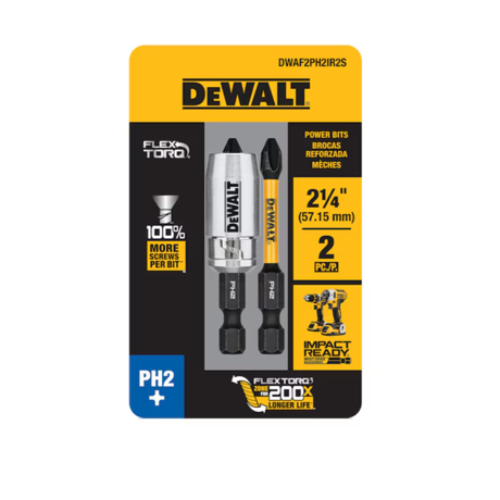 Dewalt Dwaf2ph2ir2s Flextorq 1/4-in X 2-in Phillips Impact Driver Bit Ph2 (2-piece)