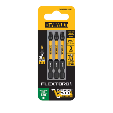 Dewalt Dwaf2tx25ir3 Flextorq 1/4-in X 2-1/4 -in Torx Impact Driver Bit T25 (3-piece)