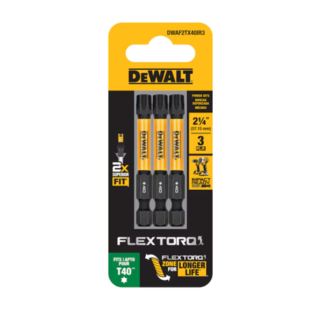 Dewalt Dwaf2tx40ir3 Flextorq 1/4-in X 2-1/4 -in Torx Impact Driver Bit T40 (3-piece)