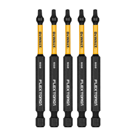 Dewalt Dwaf3sq2ir5 3.5in Square #2 Flextorq 5 Pack