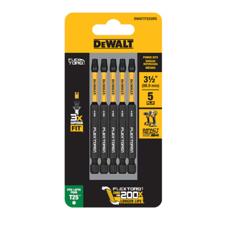 Dewalt Dwaf3tx25ir5 Flextorq 1/4-in X 3-1/2-in Torx Impact Driver Bit T25 (5-piece)