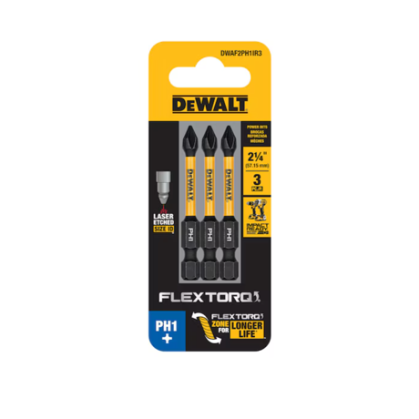 Dewalt Dwaf2ph1ir3 Flextorq 1/4-in X 2-in Phillips Impact Driver Bit (3-piece)