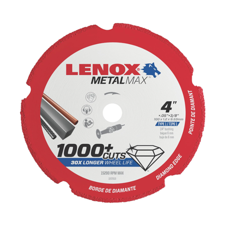 Dewalt 1972919 Lenox Tools Metalmax Cut Off Wheel, Diamond Edge, 4-inch X 3/8-inch