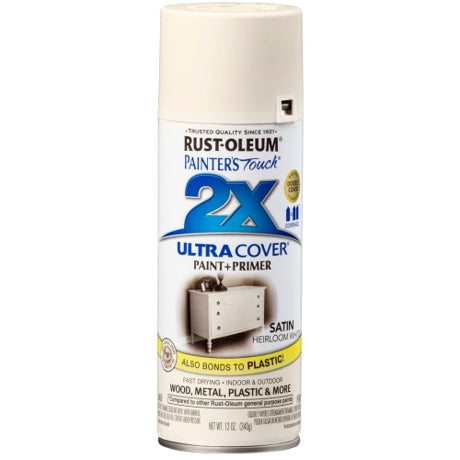 Rust-oleum Painter's Touch Ultra Cover 2x Satin Spray Paint 12oz Heirloom White