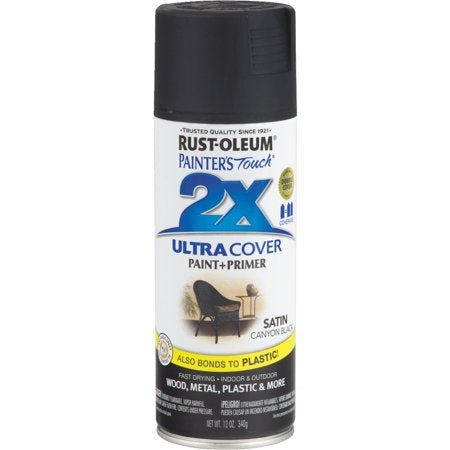 Rust-oleum Painter's Touch Ultra Cover 2x Satin Spray Paint 12oz Canyon Black