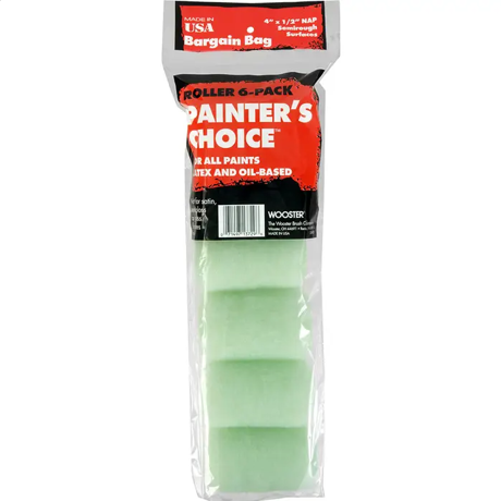 Wooster Brush Company 4″ X 1/2″ Nap Painter’s Choice Roller Cover For All Paints, 6-pack