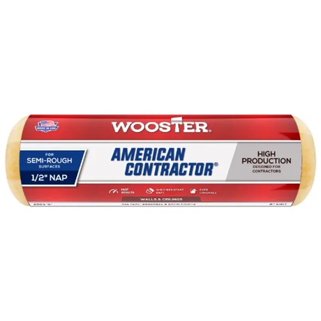 Wooster Brush Company 9″ X 1/2″ Nap American Contractor Production Roller Cover
