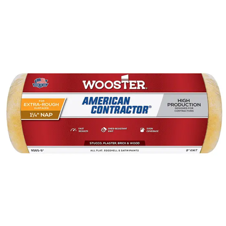 Wooster Brush Company 9″ X 1-1/4″ Nap White American Contractor High Capacity Roller Cover