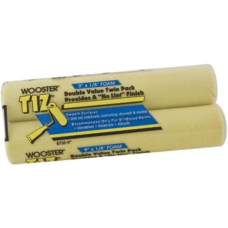 Wooster Brush Company Tiz Foam Roller Cover, 1/8-inch Nap, 2-pack, 9-inch