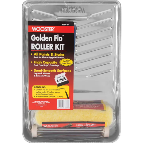 Wooster Brush Company 9″ Golden Flo High Quality Roller Tray Kit, 3 Piece