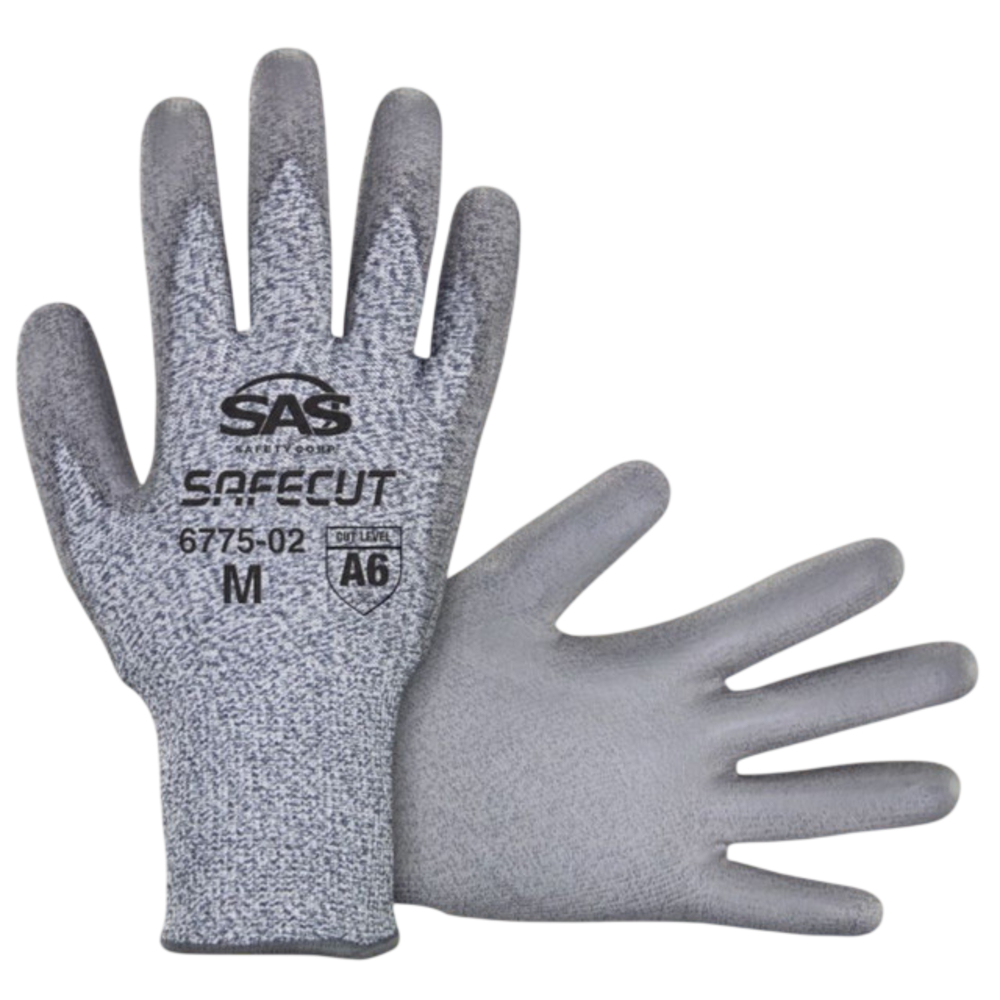 SMALL & 2XL - SafeCut Polyurethane Coated Gloves, Cut Level A6, 1/pair