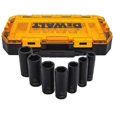Dewalt Tough Box Deep Impact Socket Set, 7-piece, 1/2" Drive Sae (Dwmt74736)