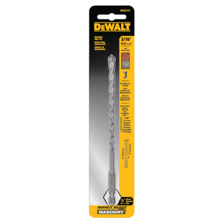 Dewalt Dwa5101 3/16-in X 6-in Carbide Masonry Drill Bit For Rotary Drill/impact Driver