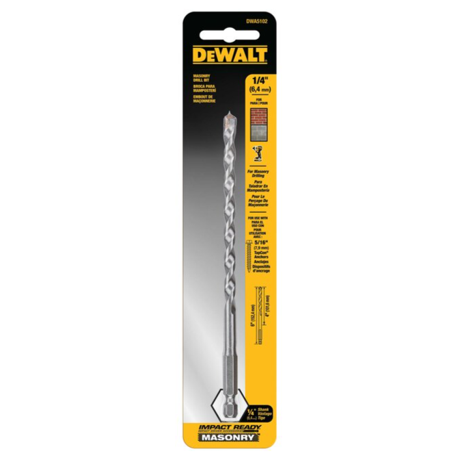 Dewalt Dwa5102 1/4-in X 6-in Carbide Masonry Drill Bit For Rotary Drill/impact Driver