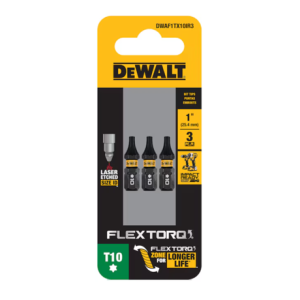 Dewalt Dwaf1tx10ir3 Flextorq 1/4-in X 1-in Torx Impact Driver Bit T10 (3-piece)