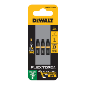 Dewalt Dwaf1tx25ir3 Flextorq 1/4-in X 1-in Torx Impact Driver Bit T25 (3-piece)