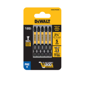 Dewalt Dwaf2ph2ir5 Flextorq 1/4-in X 2-1/4-in Phillips Impact Driver Bit Ph2 (5-piece)
