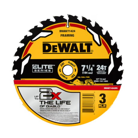 Dewalt Dwaw714243pk Elite Series 7-1/4-in 24-tooth Rough Finish Tungsten Carbide-tipped Steel Circular Saw Blade Set (3-pack)