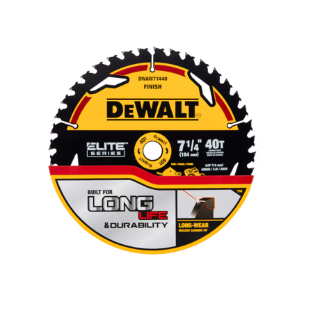 Dewalt Dwaw71440 Elite Series 7-1/4-in 40-tooth Fine Finish Tungsten Carbide-tipped Steel Circular Saw Blade