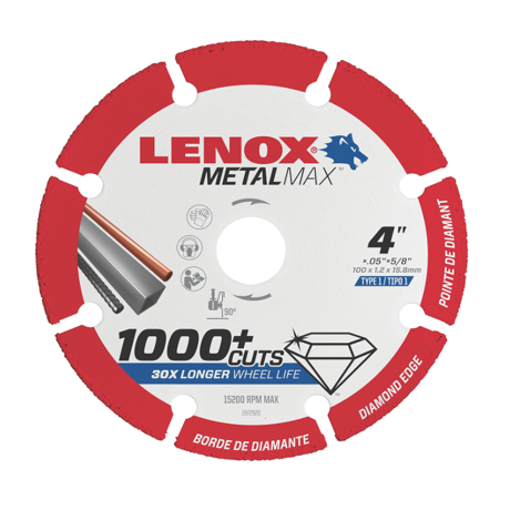 Dewalt 1972920 Lenox Tools Metalmax Cut Off Wheel, Diamond Edge, 4-inch X 5/8-inch (1972920)