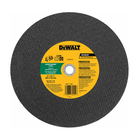 Dewalt Dw8024 14" X 1/8" X 1" Concrete/masonry High Speed Cut-off Wheel