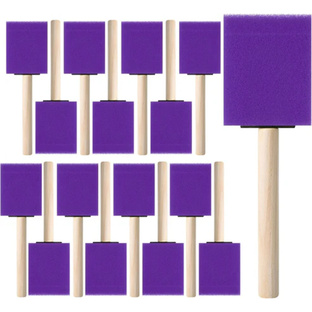 Bates- Foam Paint Brushes, 2", 16 Pack, Violet