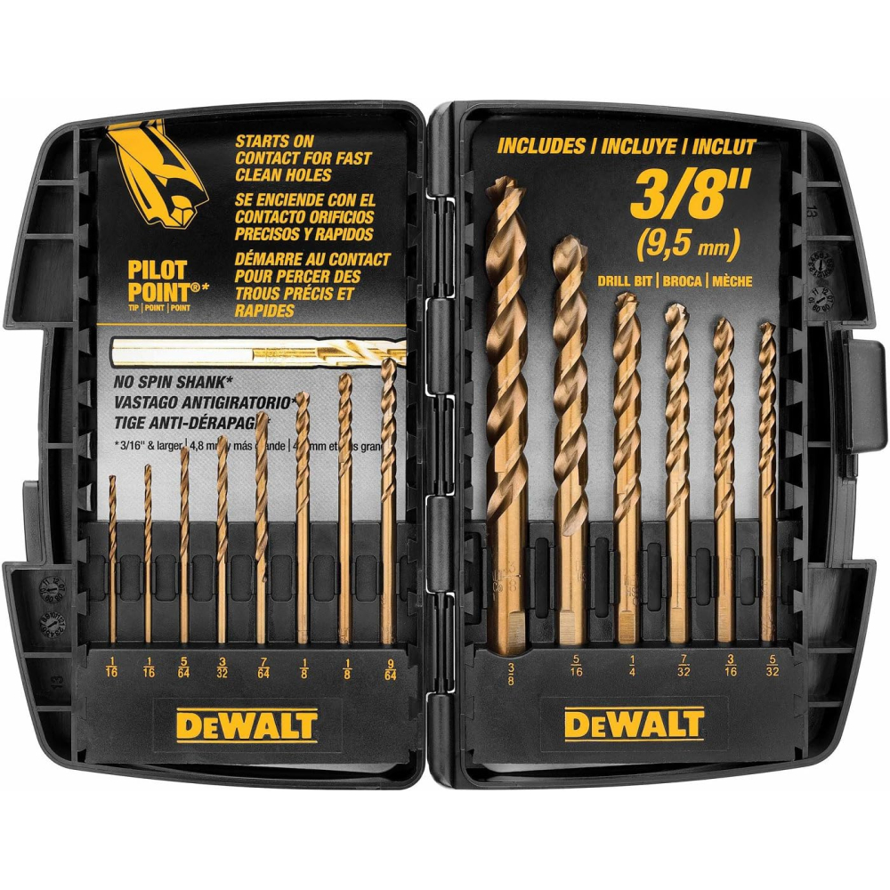 Dewalt 14-pc. Cobalt Pilot Point Drill Bit Set Up To 3/8"