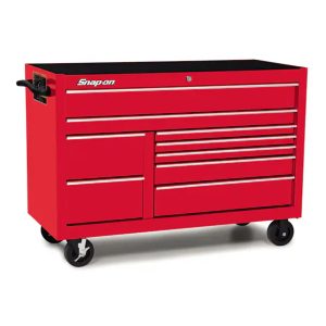 55" Nine-Drawer Double-Bank Classic Series Roll Cab with Power Drawer (Red)