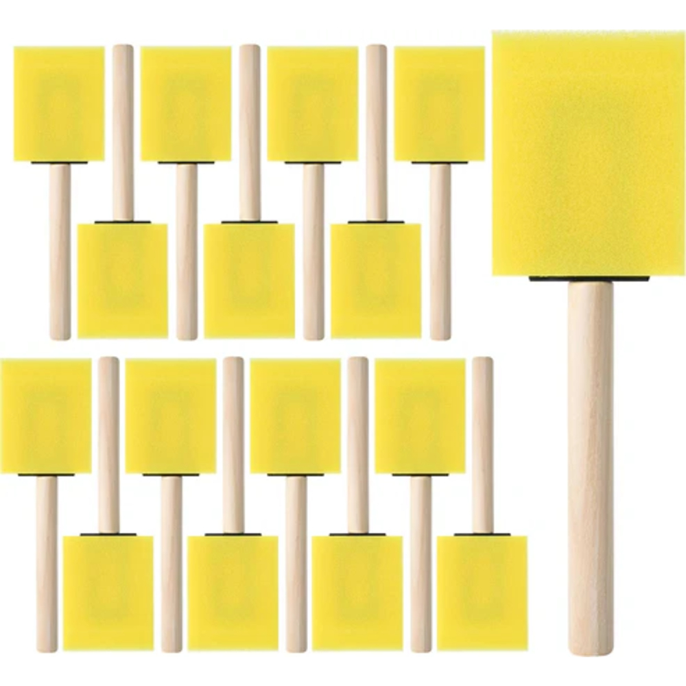 Bates- Foam Paint Brushes, 2", 16 Pack, Yellow