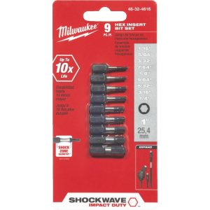 Milwaukee 9 Pc Shockwave™ Impact Hex Insert Bit Set