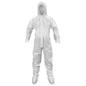SAS Safety White SMS Coveralls with Hood & Boot, ea