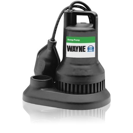 Wayne 1/3hp Plastic Submersible Sump Pump With Tether Float Switch Wst33