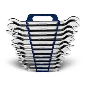 12-Piece Super Thin Flat Wrench Set, 6 to 28 mm Metric with Rack